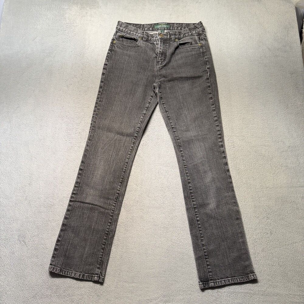 Lauren Ralph Lauren Jeans Womens 2 Classic Straight Leg Gray Stretch Denim Pants